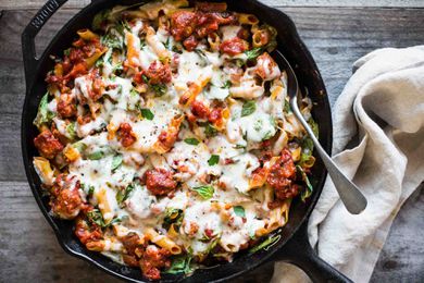 Skillet Pasta with Chicken Sausage, Cheese & Spinach