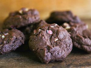 Chewy, Brownie Peppermint Bark Cookies