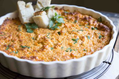 buffalo chicken dip warm out of the oven