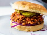 Cooked green lentils in vegan sloppy joes ingredients