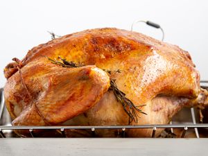 roast turkey resting in the roasting pan
