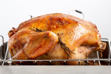 roast turkey resting in the roasting pan