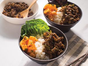 Two bowls filled with Ground Beef Bulgogi