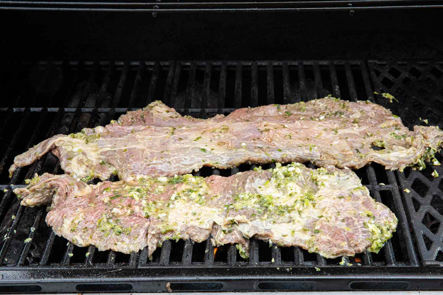 Arrachera (Mexican Skirt Steak) on a Grill 