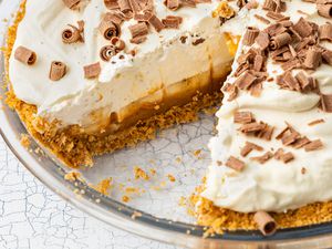 Banoffee Pie with a Slice Cut Out