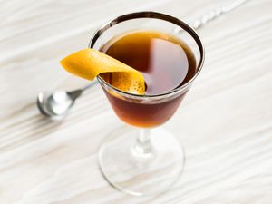 Black Manhattan with an Orange Peel