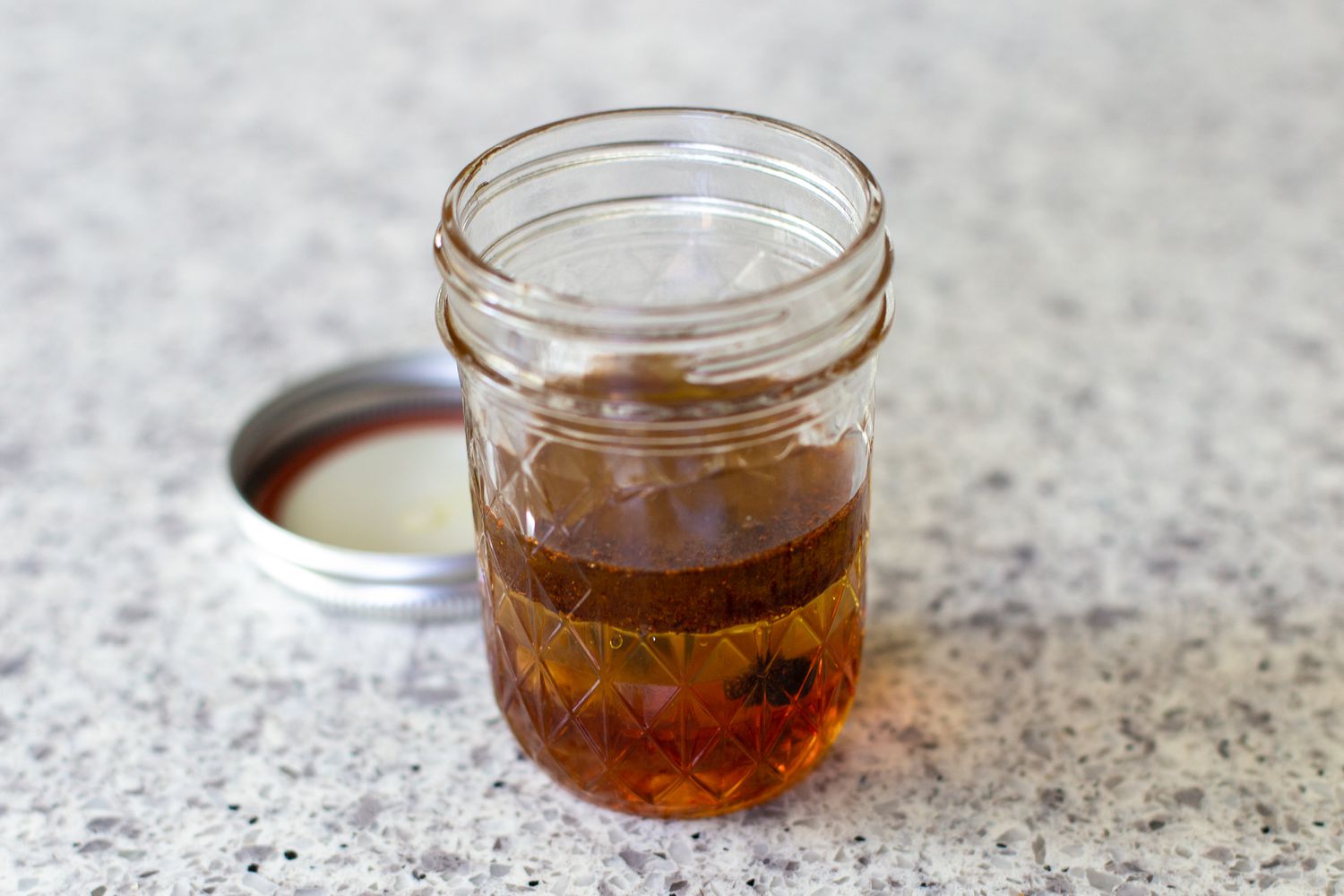 Coleslaw Dressing Ingredients in an Open Mason Jar