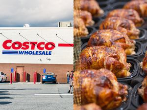 Costco rotisserie chicken and store front