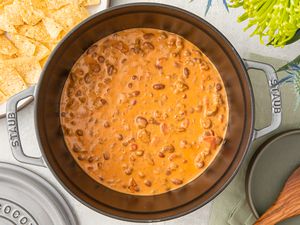 Creamed tacos in a cast iron pot