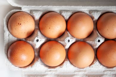 Eggs in a carton.