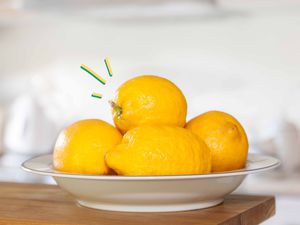 Lemons on a white plate