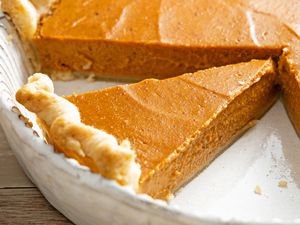 Pumpkin pie in a pie pan