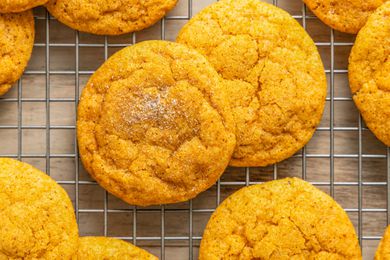 Pumpkin spice snickerdoodle on a cooling rack