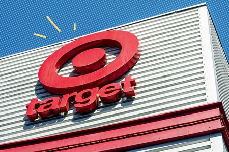 Target storefront photo with some line and dotted illustrations