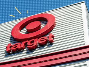 Target storefront photo with some line and dotted illustrations