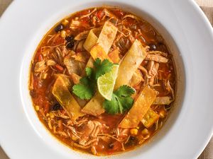 Corn tortillas on a tortilla soup