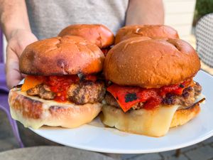 4 Trader Joe's Burgers on a Platter