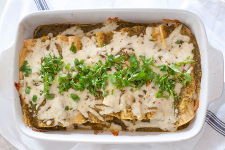 Vegetarian Enchiladas with Easy Tomatillo Salsa