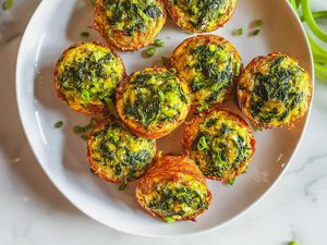 Spinach and cheese egg bites on a plate